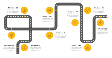 Business Roadmap Timeline Infographic with 9 Milestones