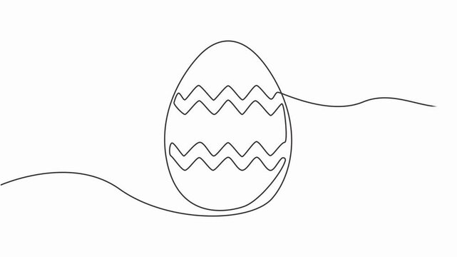 Animated Easter egg continuous one line drawing animation, full length video. Easter egg linear symbol animation, Hand-drawn minimalist style.