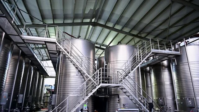 Modern Stainless Steel Wine Fermentation Tanks in Kvareli