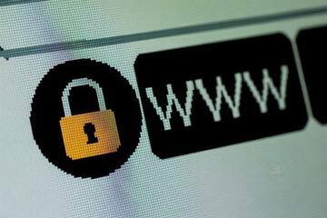 The padlock icon alongside www on a digital screen, symbolizing secure internet connection. A visual representation of online safety and privacy.
