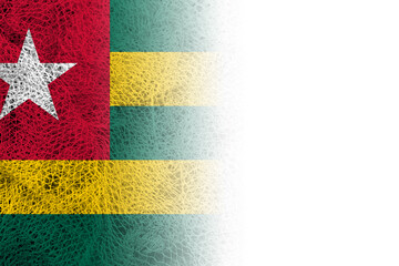 White background with Togo flag on fishing net