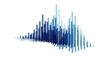 Abstract sound wave visualization isolated on transparent background