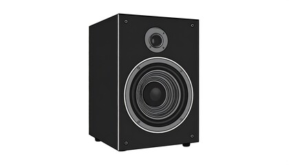 Obraz premium Isolated black loudspeaker with silver trim on white background. 3D illustration