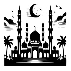 Naklejka premium silhouette of mosque in istanbul , vector illustration of a taj mahal , silhouette of a taj mahal