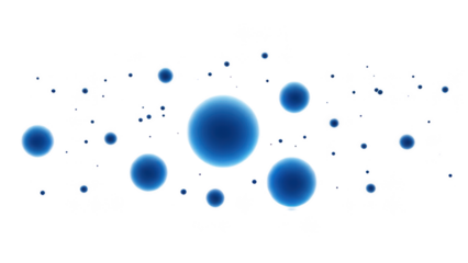 Blue dots in space isolated on transparent background