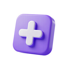 Fototapeta premium Glossy Purple Button With White Plus Symbol