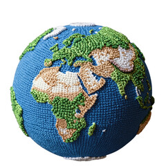 Fototapeta premium Knitted globe of Earth with detailed continents