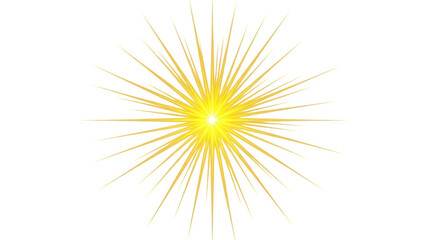 Bright yellow sunburst isolated on transparent background