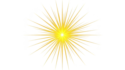 Bright yellow sunburst isolated on transparent background