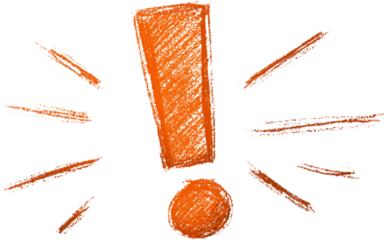 Vibrant orange exclamation mark with dynamic lines highlights attention and importance on white.