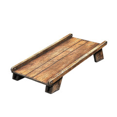 Wooden Tray in Rustic Style with Warm Lighting on Wooden Texture for Home Decor isolated on transparent background