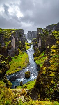 Fja?r?rglj?fur Canyons Verdant Embrace - Icelands Natural Wonder.