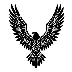 Obraz premium Detailed Black and White Eagle Soaring Animal Silhouette Illustration
