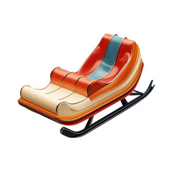 Vintage Sled in Retro Style with Bright Colors and Smooth Texture for Winter Sports isolated on transparent background