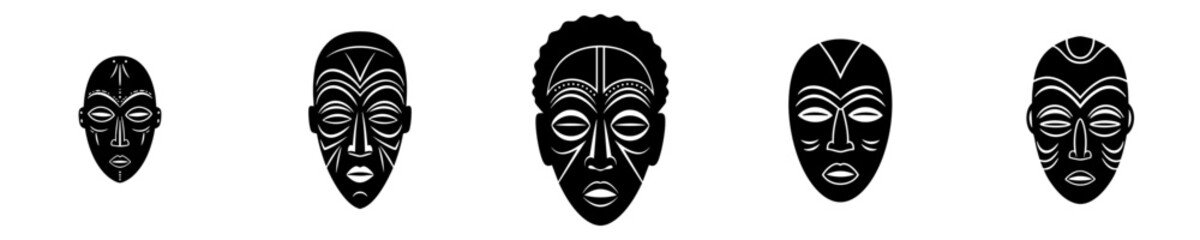 Minimalist Silhouette Tribal African Ethnic Decorative Mask Style Graphic Element