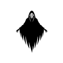 Minimalist Silhouette Grim Reaper Death Figure Illustration Icon Symbol