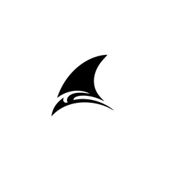 Simple Black and White Shark Fin Graphic Icon Animal Illustration