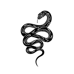Intricate Decorative Snake Illustration with Tribal Style Black and White