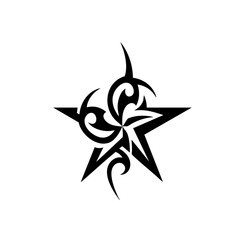 Decorative Tribal Star Ornamental Shape Isolated Element Tattoo