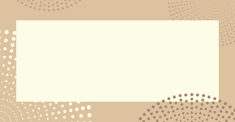 Vector background graphic with a neutral brown palette and stylized halftone dots creating a decorative frame element for ample copy space. Ideal for invitations and graphic designs.