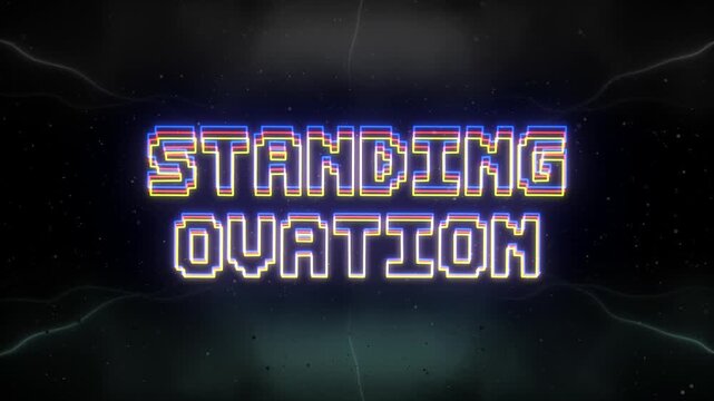 Standing ovation Neon text with retro background