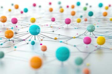 Colorful abstract network depicting connections and interactions in a digital space