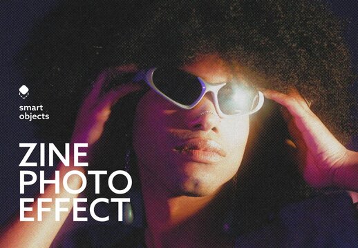 Retro Magazine Photo Effect Mockup