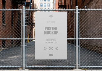 Chain-link Fence Poster Mockup