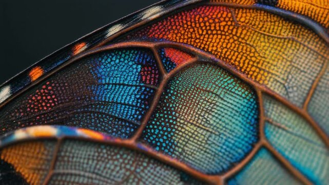 Macro capture of butterfly wing with vivid pattern and fine scale texture