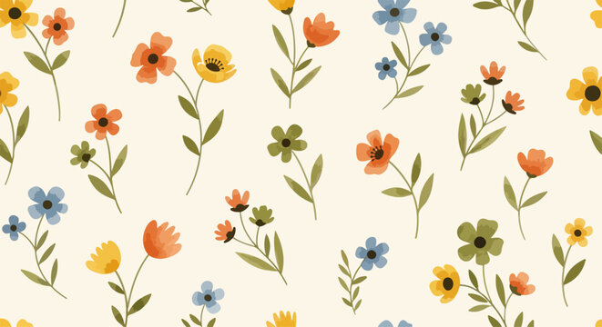 Seamless abstract flowers pattern. Endless background.
