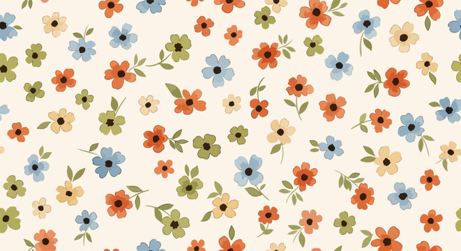 Vector illustration of seamless pattern with traditional floral ornament