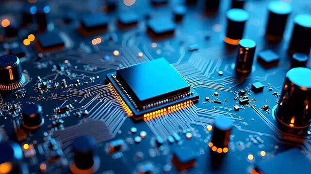 Closeup of a circuit board with electronic components