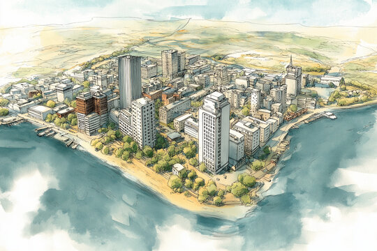 Futuristic Lule&aring; Waterfront with Urban Beach