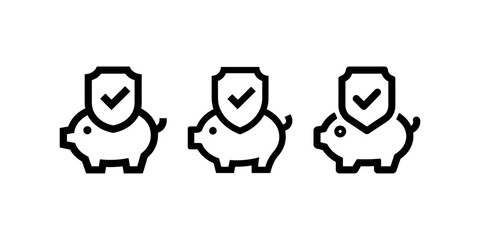 Fototapeta premium Piggy bank security concept with verified shield icon for guaranteed financial asset safety