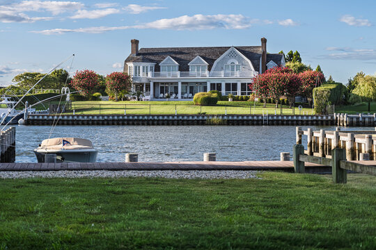 Waterfront House Along Fire Island Waterway, New York