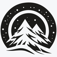 winter forest stars sketch illustration vector