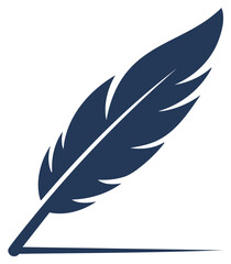 Fototapeta premium Simple dark blue quill pen writing symbol on a white background