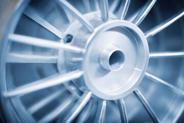 Close-up view of a metal wheel with spokes showing details of its design and construction