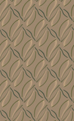 Small elongated elements in green and beige tones form stylized leaves in a seamless vector pattern.
