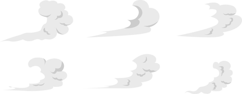 Cartoon smoke trail run speed effect, Comic speed trail effect Vector Illustration.
