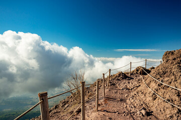 Mount Vesuvius, Italy. Hike view in winter