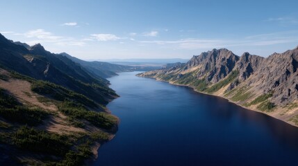 Obraz premium Breathtaking View of Crater Lake Surrounded by Mountain Ridges