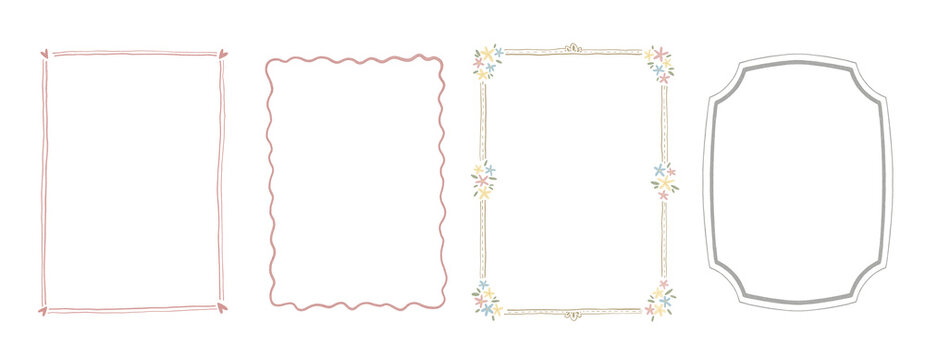 Watercolor hand drawn quirky frames in vintage style for cards, invitations