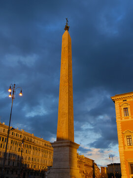 Egypt in Rome. 1400 BC egyptian obelisk erected in St John Square in the historic center of Rome
