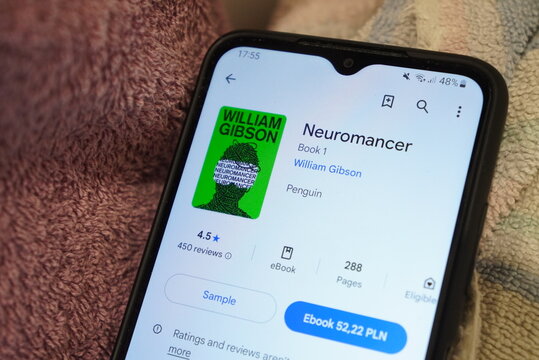 William Gibson's Neuromancer ebook displayed on a smartphone screen
