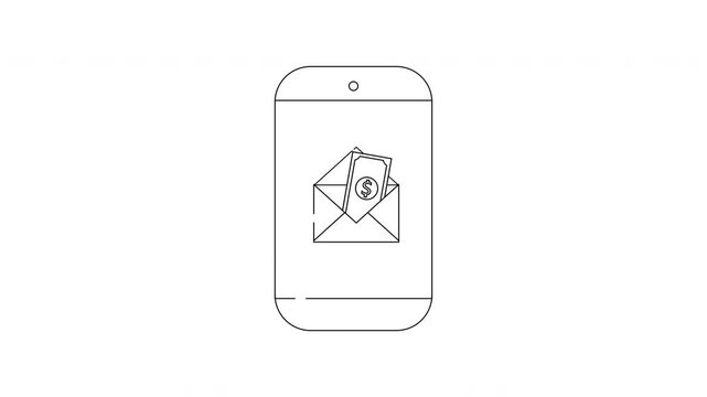Mobile Banking and Finance - A Simple Line Art Illustration.