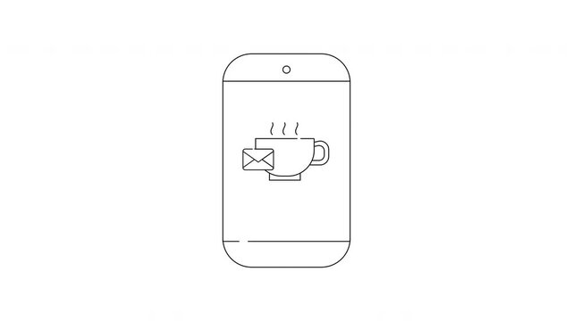 Mobile Coffee Order Notification - A Simple Line Art Illustration.