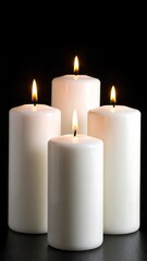Four White Candles Lit in Darkness - A Warm and Serene Glow.