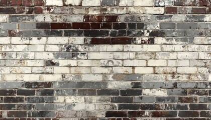 Aged Urban Facade with Distressed Multi-Colored Brickwork, Grunge Texture for Architectural Elements