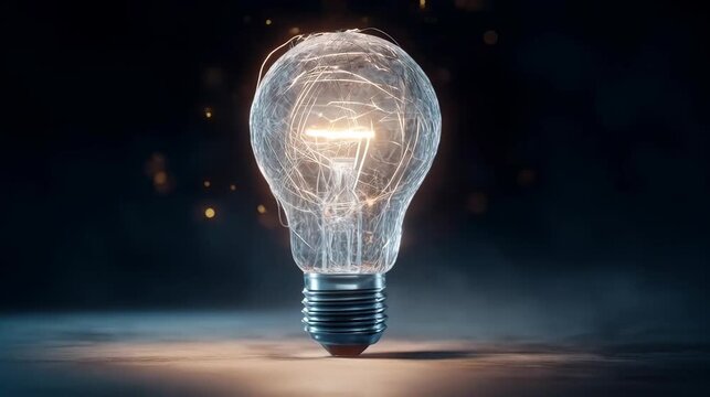 Bright lightbulb illuminating ideas with glow